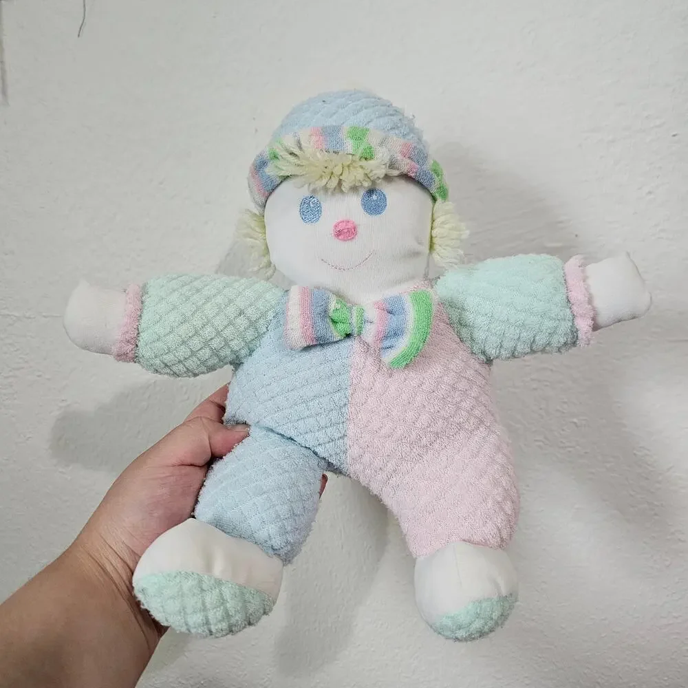 TB Trading Co Terry Cloth Pastel Clown Plush Pink Blue Green Yellow Hair Baby
